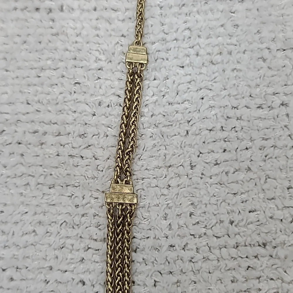 Lucky Brand Semi Precious Accents Gold Toned Multi Layered Chain Necklace NWT